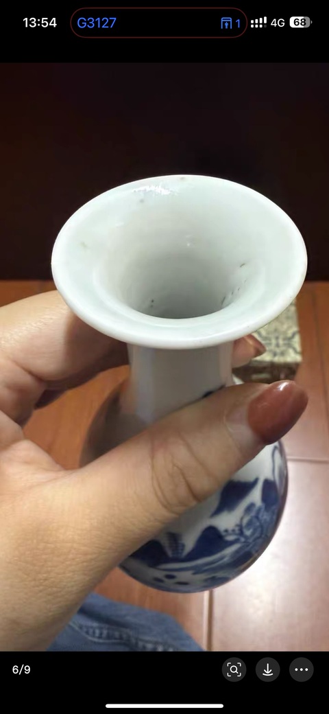 古玩陶瓷青花山水人物玉壺春瓶真品鑒賞圖