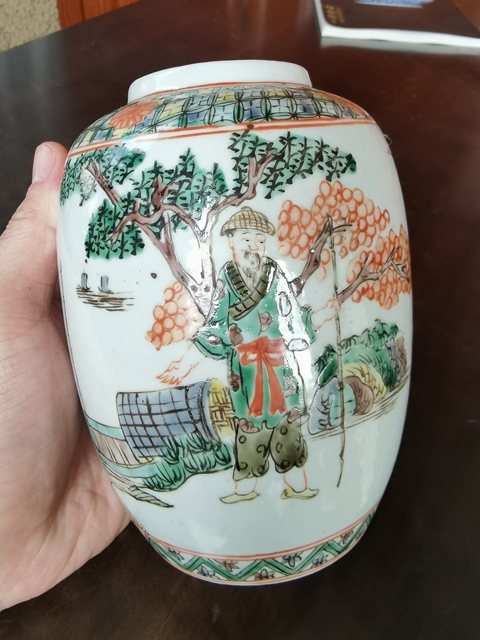 古玩陶瓷五彩人物故事罐真品鑒賞圖