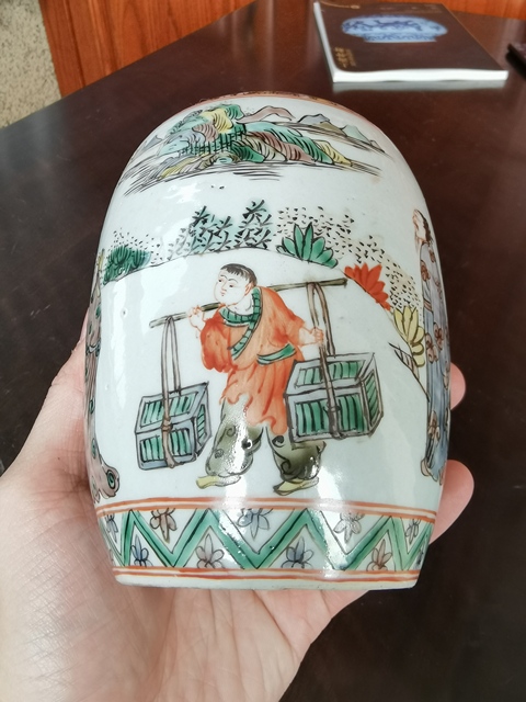 古玩陶瓷五彩人物故事罐真品鑒賞圖