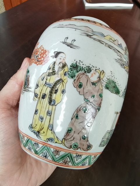 古玩陶瓷五彩人物故事罐真品鑒賞圖