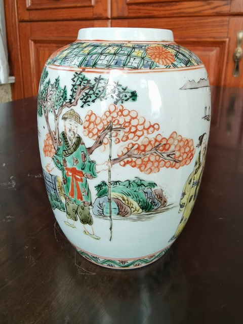 古玩陶瓷五彩人物故事罐真品鑒賞圖