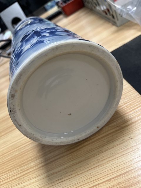 古玩陶瓷青花人物故事婁空帽筒真品鑒賞圖