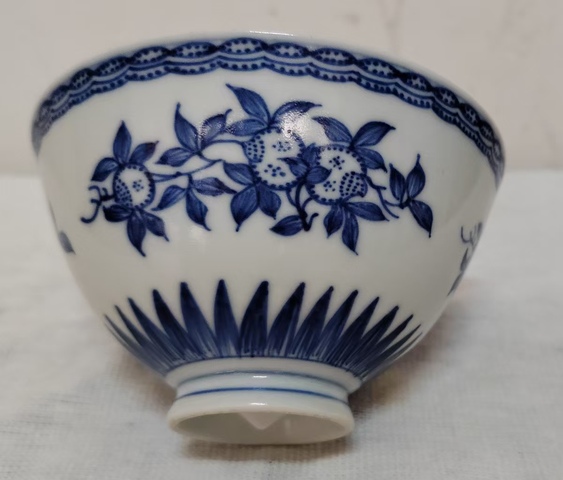 古玩陶瓷青花三多紋雞心杯真品鑒賞圖