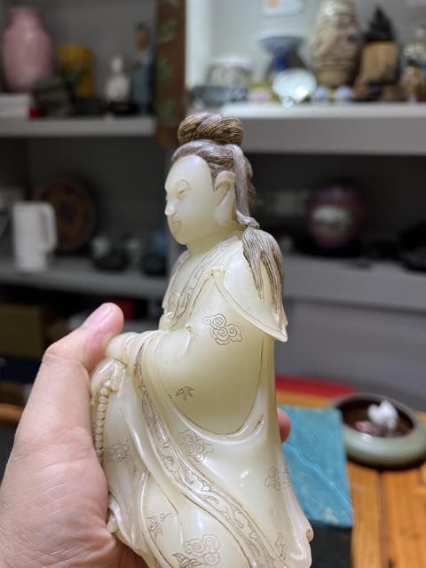古玩玉器壽山石雕“觀音”擺件真品鑒賞圖