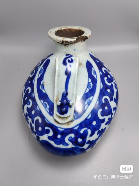 古玩陶瓷清中期青花虎子拍賣,當前價格500元