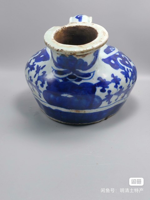 古玩陶瓷清中期青花虎子拍賣,當前價格500元