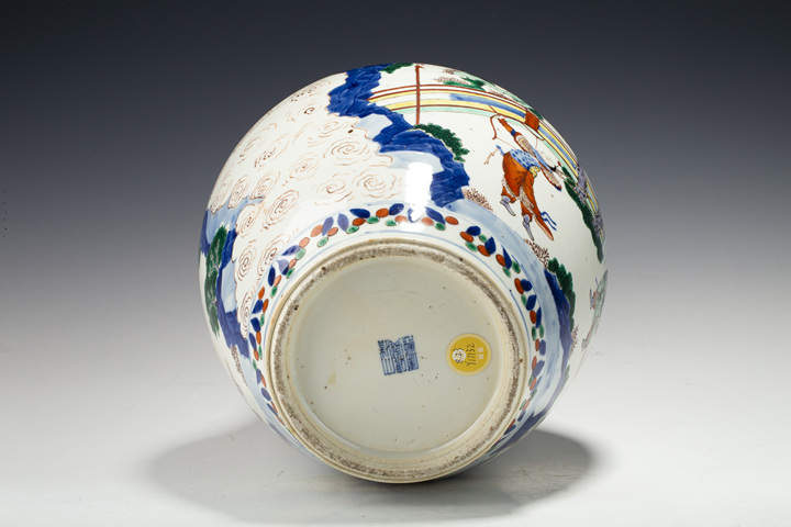 古玩陶瓷清晚·青花五彩三國轅門射戟故事圖尊拍賣，當前價格12096元