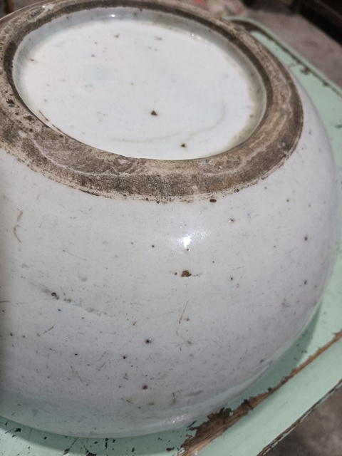 古玩陶瓷白釉研缽真品鑒賞圖