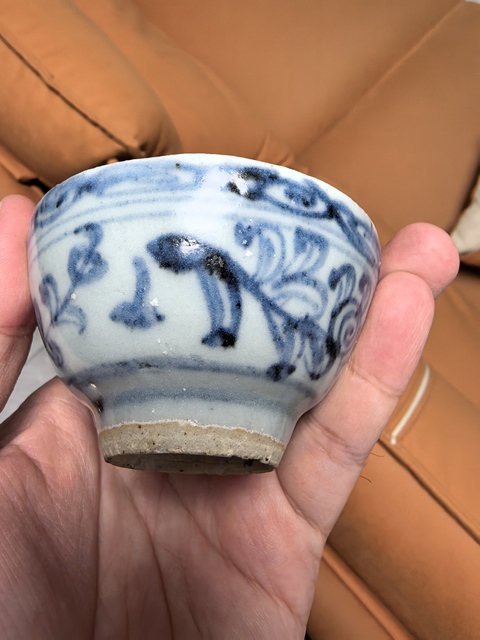 古玩陶瓷明中早青花纏枝花卉紋茶圓拍賣，當(dāng)前價(jià)格5980元