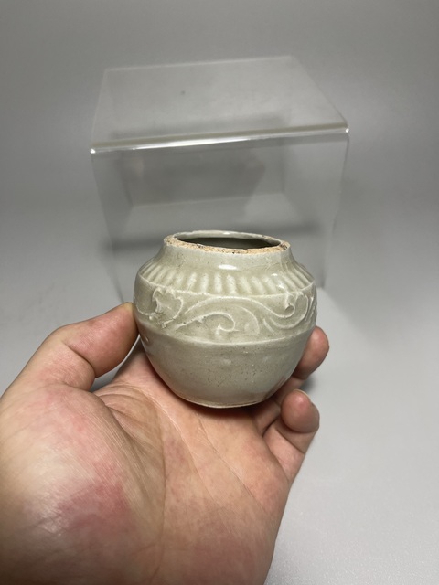 古玩陶瓷宋代青白釉花卉紋蓋罐拍賣，當(dāng)前價格1800元