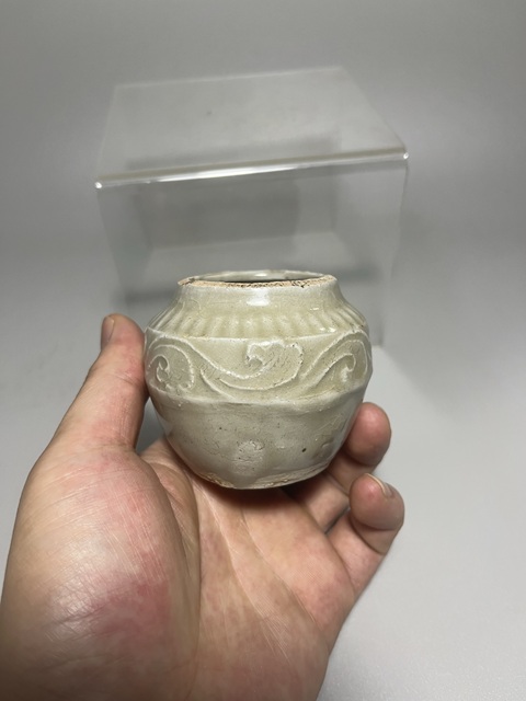古玩陶瓷宋代青白釉花卉紋蓋罐拍賣，當(dāng)前價格1800元