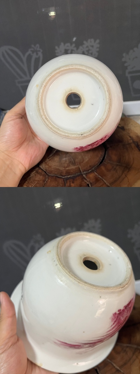 古玩陶瓷胭脂紅山水人物花盆拍賣,當前價格2500元
