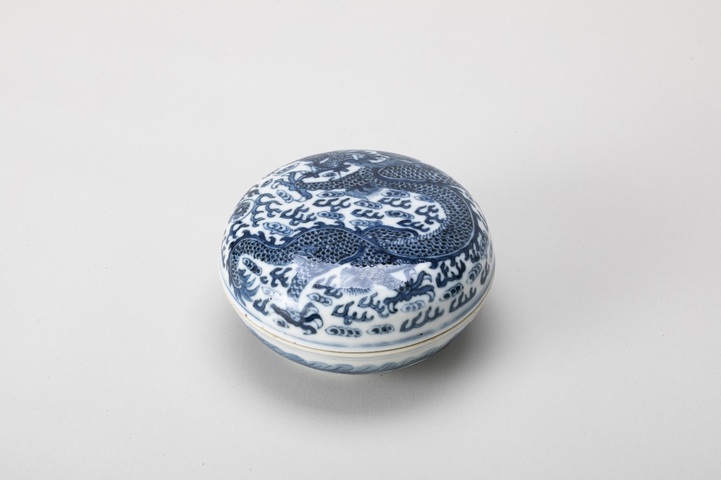 古玩陶瓷青花云龍紋印色盒真品鑒賞圖