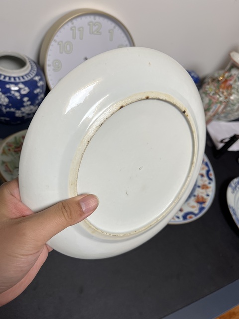 古玩陶瓷青花龍紋折腰盤真品鑒賞圖