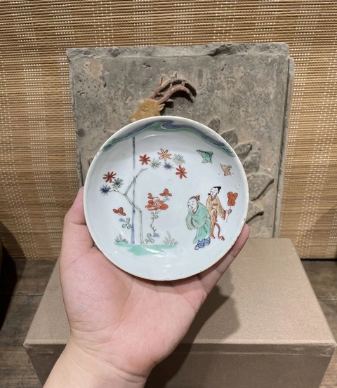 古玩陶瓷明晚期 青花人物紋盤真品鑒賞圖