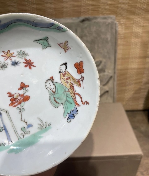 古玩陶瓷明晚期 青花人物紋盤真品鑒賞圖