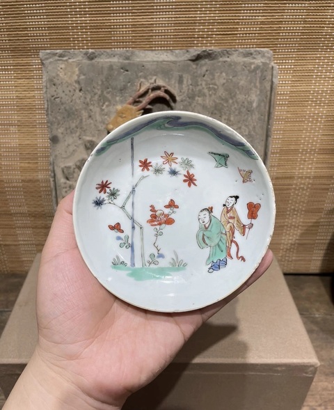 古玩陶瓷明晚期 青花人物紋盤真品鑒賞圖