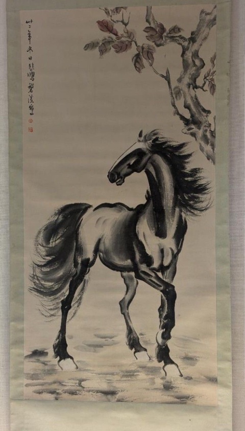 古玩字畫徐悲鴻款駿馬立妯真品鑒賞圖