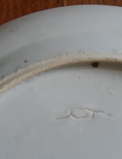 古玩陶瓷晚清冰梅紋青花盤真品鑒賞圖