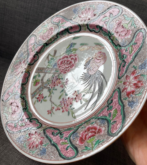 古玩陶瓷粉彩花鳥紋盤（日本瓷）真品鑒賞圖