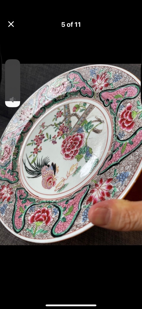 古玩陶瓷粉彩花鳥紋盤（日本瓷）真品鑒賞圖