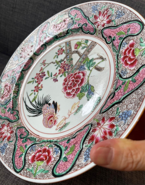 古玩陶瓷粉彩花鳥紋盤（日本瓷）真品鑒賞圖