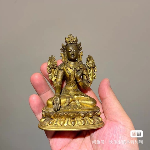 古玩銅器銅鎏金度母真品鑒賞圖