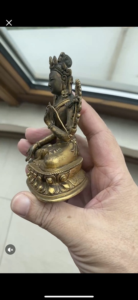 古玩銅器銅鎏金度母真品鑒賞圖