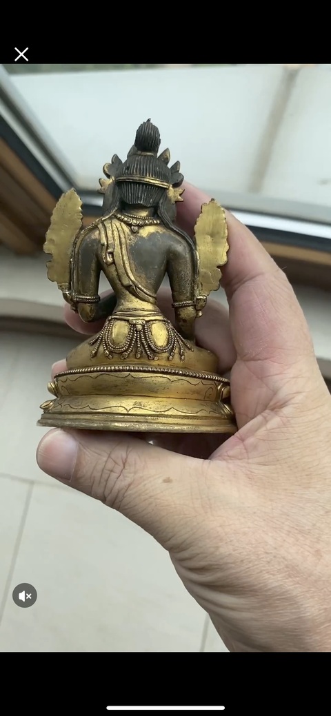 古玩銅器銅鎏金度母真品鑒賞圖
