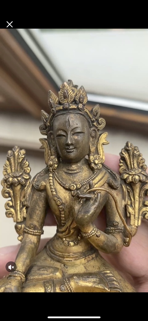古玩銅器銅鎏金度母真品鑒賞圖