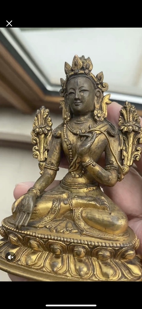 古玩銅器銅鎏金度母真品鑒賞圖