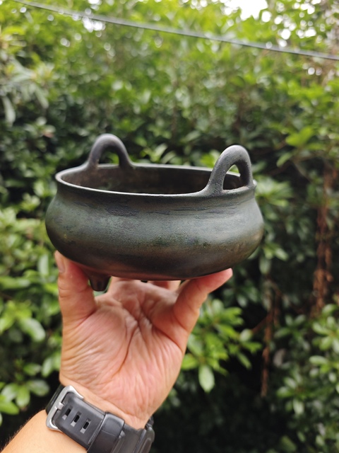 古玩銅器宣德爐 銅爐   清代沖耳三足爐拍賣，當前價格12800元