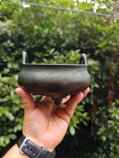 古玩銅器宣德爐 銅爐   清代沖耳三足爐拍賣，當前價格12800元