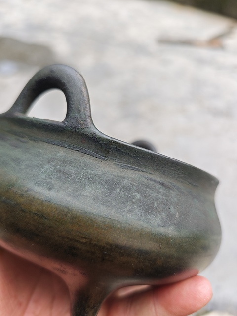 古玩銅器宣德爐 銅爐   清代沖耳三足爐拍賣，當前價格12800元