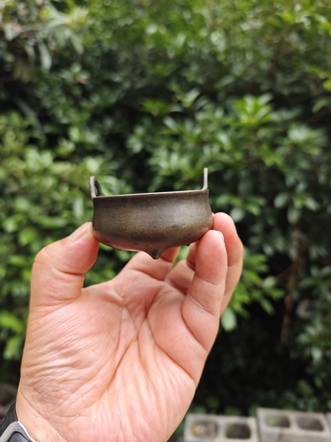 古玩銅器銅爐 宣德爐  沖耳小琴爐真品鑒賞圖