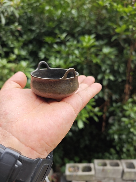古玩銅器銅爐 宣德爐  沖耳小琴爐真品鑒賞圖