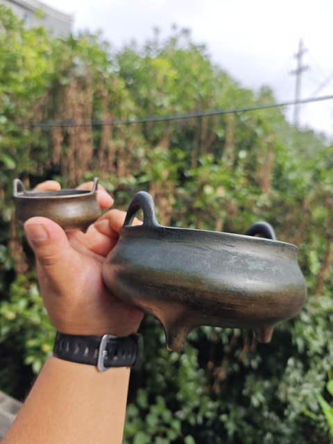 古玩銅器銅爐 宣德爐  沖耳小琴爐真品鑒賞圖