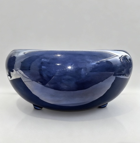 古玩陶瓷霽藍釉三足爐真品鑒賞圖