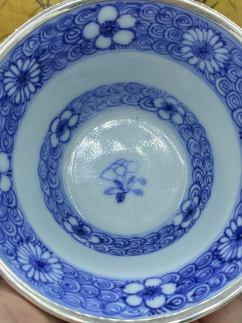 古玩陶瓷清雍正青花高士故事圖斗笠盞真品鑒賞圖