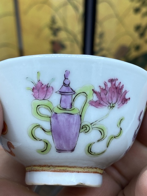 古玩陶瓷清同治時期 粉彩八寶紋仰鐘杯拍賣,當前價格2277元