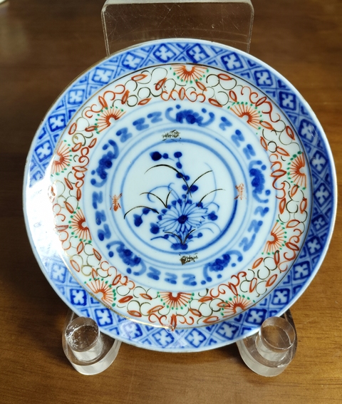古玩陶瓷清末-青花加彩花卉紋盤拍賣,當前價格999元
