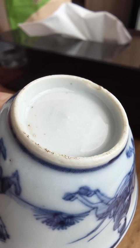 古玩陶瓷青花狩獵圖茶杯真品鑒賞圖