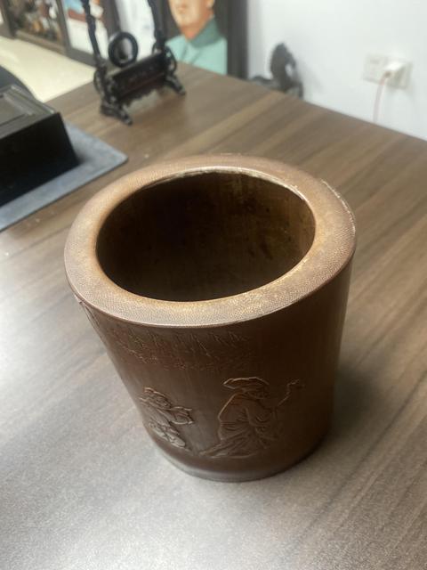 古玩雜項(xiàng)竹刻筆筒真品鑒賞圖
