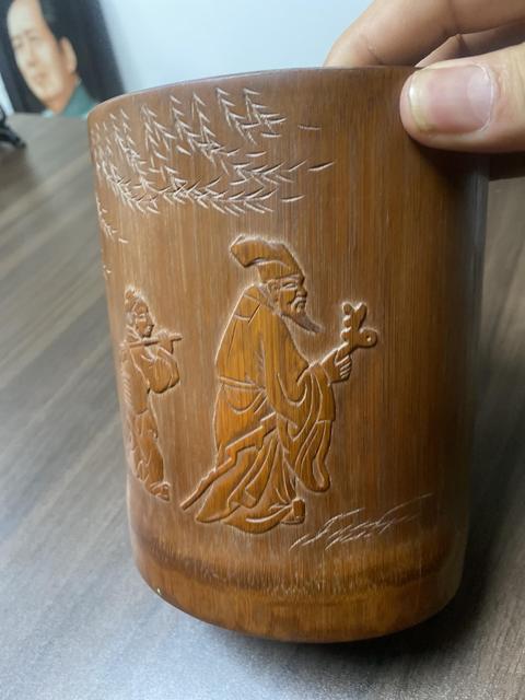 古玩雜項(xiàng)竹刻筆筒真品鑒賞圖