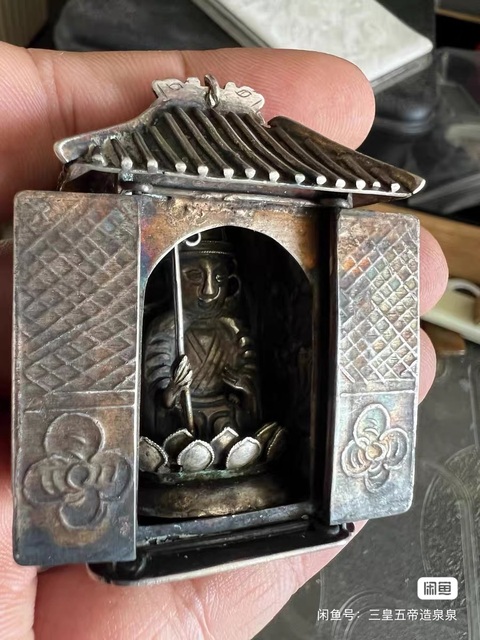 古玩雜項銀佛龕真品鑒賞圖