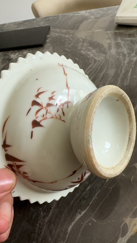 古玩陶瓷人物紋粉彩高足盤真品鑒賞圖