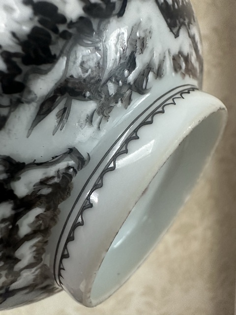 古玩陶瓷雪景山水紋碗真品鑒賞圖