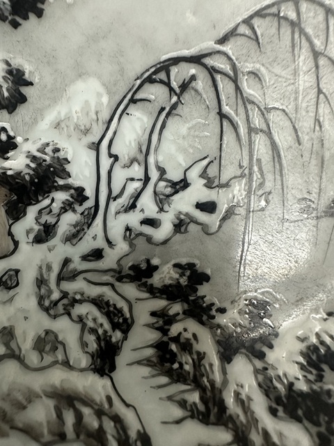 古玩陶瓷雪景山水紋碗真品鑒賞圖