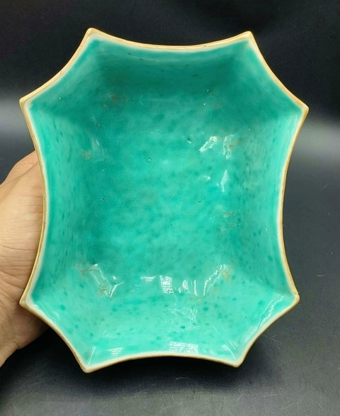 古玩陶瓷粉彩花卉紋海棠貢盤真品鑒賞圖