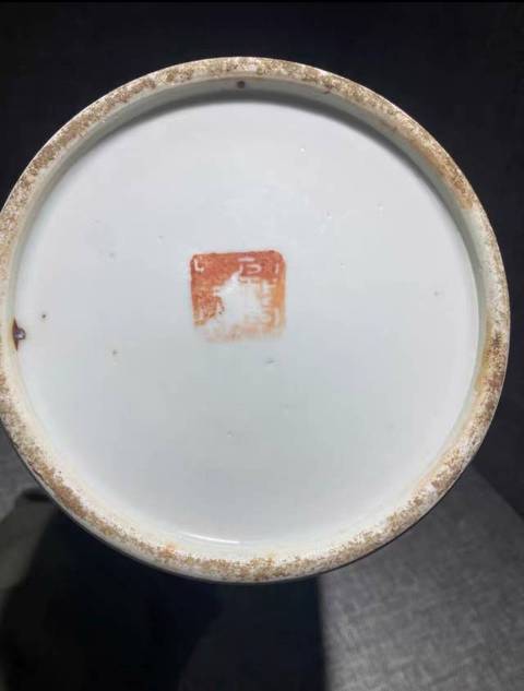 古玩陶瓷汪友棠風格 青花鎖口淺絳彩帽筒真品鑒賞圖